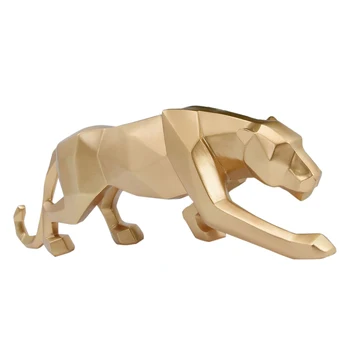 

26 X 5 X 8cm Creative Resin Crafts Geometric Ornaments Simulation Leopard Model For Home Decoration - Golden White Black Blue S