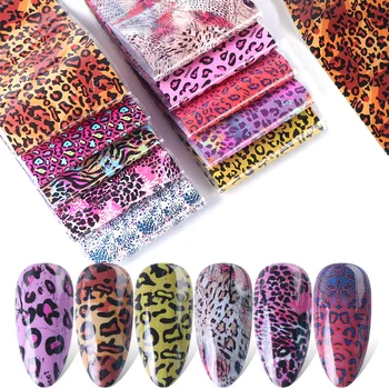 

10pcs Leopard Animal Print Nail Foils Transfer Stickers Set Wraps Nail Art Decorations Acrylic Designs Adhesive Manicure TR19130