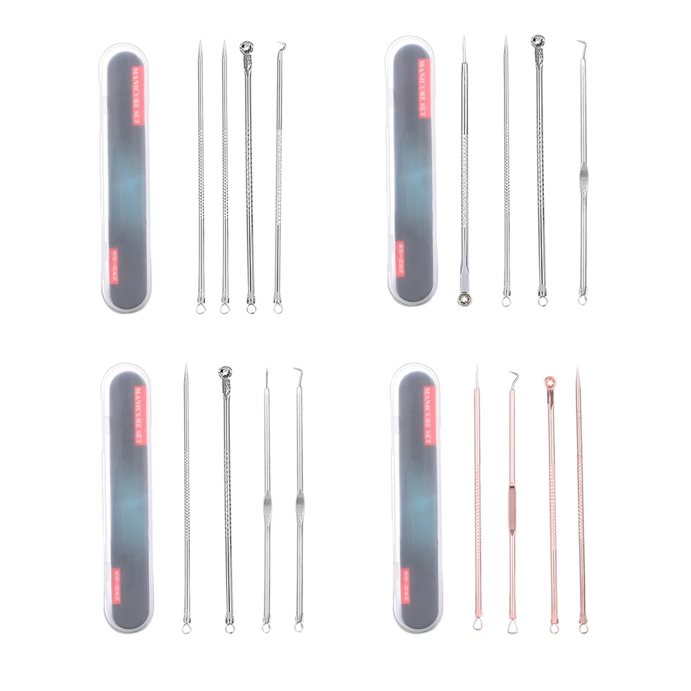 1/4pcs Portable Stainless Steel Pimple Blemish Extractor Acne Removal Needles Blackhead Remover Women Skin Care Tools