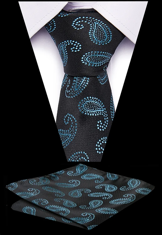

Luxury Mens Handkerchief Necktie Set 7.5cm 100% Silk Men Ties Stripe Formal Dress Accessories Business Mens Classsic Necktie