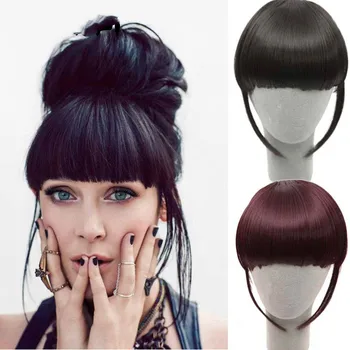 

Fake Bangs Clip Hairpiece Black Brown Blonde Synthetic Bangs Hair Extensions For Women BUQI
