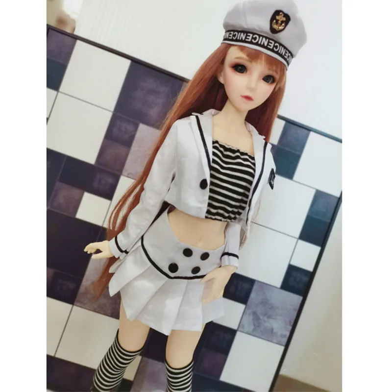 BJD MSD Одежда для кукол 1/4 1/3 1/6 YOSD, сексуальный костюм в морском стиле, Униформа, Одежда для куклы, наряды включают футболку, юбки, шляпу, чулки