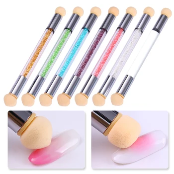 

1 Pc Double-ended Gradient Brush Shading Pen Sponge Head Rhinestone Handle Dotting Brush DIY Nail Art Tool