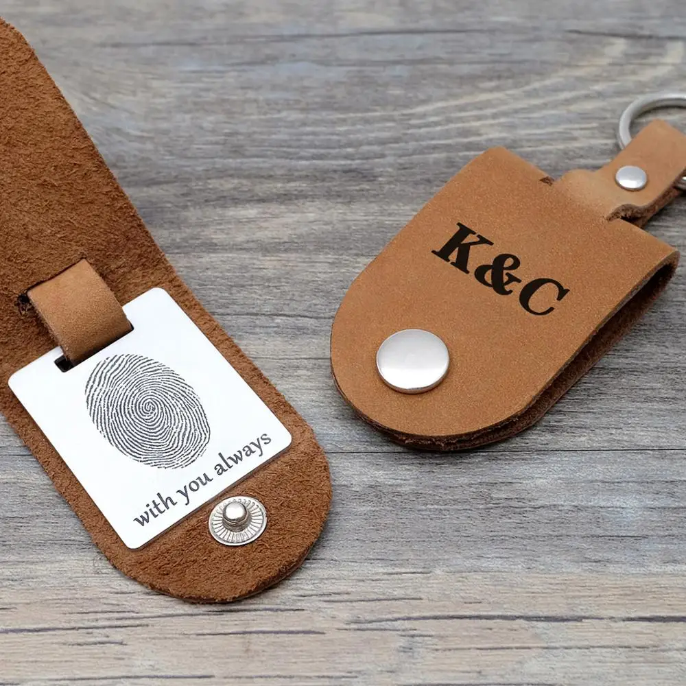 

Custom Leather Keychain,Fingerprint Keychain,Actual Fingerprint, Fingerprint Gift,Gift for Him,Mens Gift