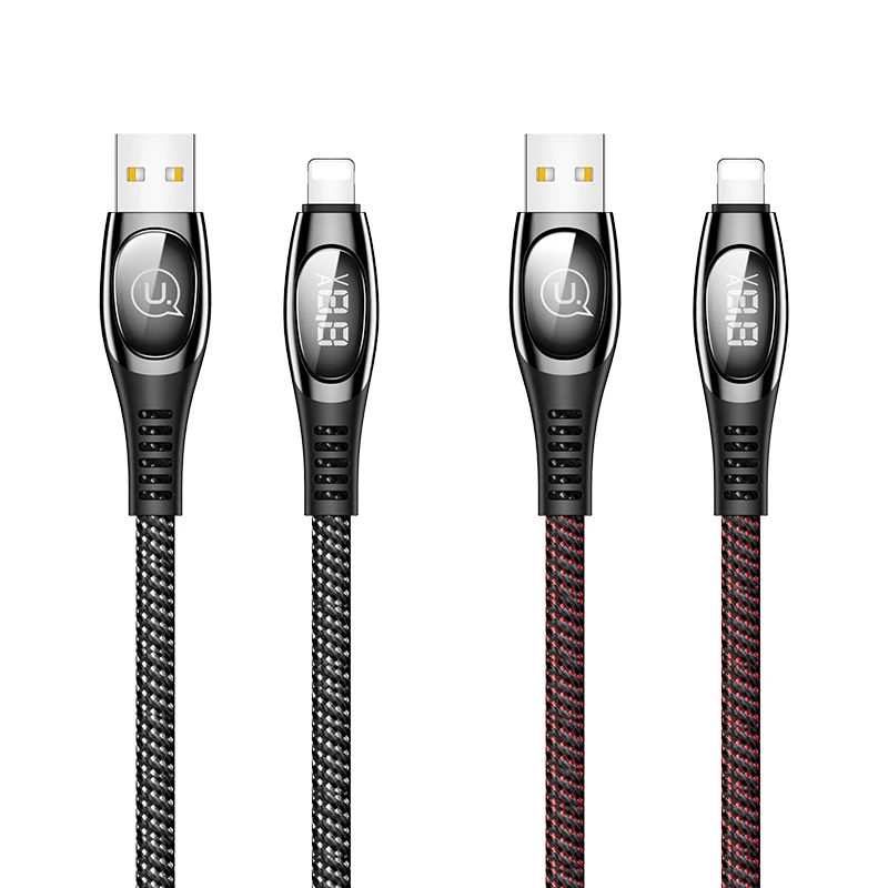 USAMS для USB защитный кабель 1 м 2 м Быстрая зарядка данных для iPhone xs max xr 8 7 6s plus 5s 11 apple ipad pro зарядное устройство светодиодный дисплей