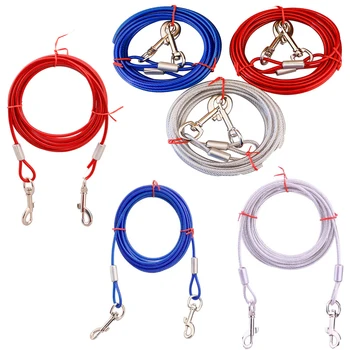 

Pet 3M 5M 10M Steel Wire Tow Rope Leash Cable With Dual Heads Metal Hooks Lead Strap For Small Large Pet Cat Dog