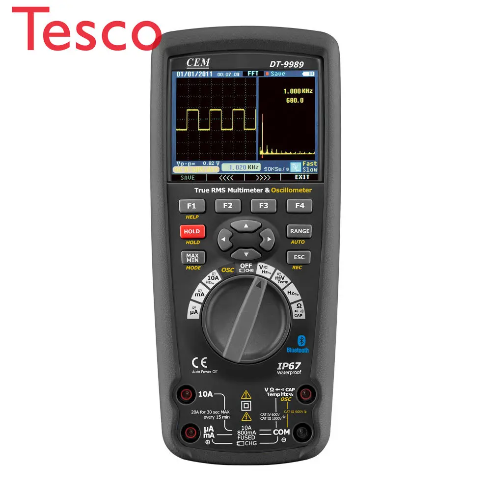 

CEM DT-9989 50000 count 20MHz/50MS/s bandwidth Accuracy Calibration Bluetooth Professional Digital Multimeter with Oscilloscope