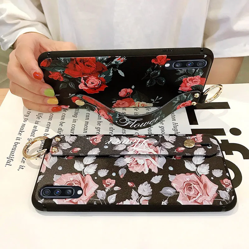 Силиконовый чехол с цветочным рисунком на запястье для Samsung Galaxy S20 S10 S9 S8 S7 S6 Plus Ultra