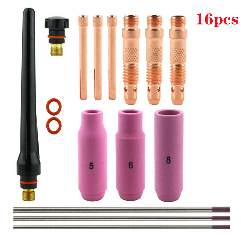 16/26pcs Tig Welding Torch Kit Accessories With Sleeves Housing Ceramic