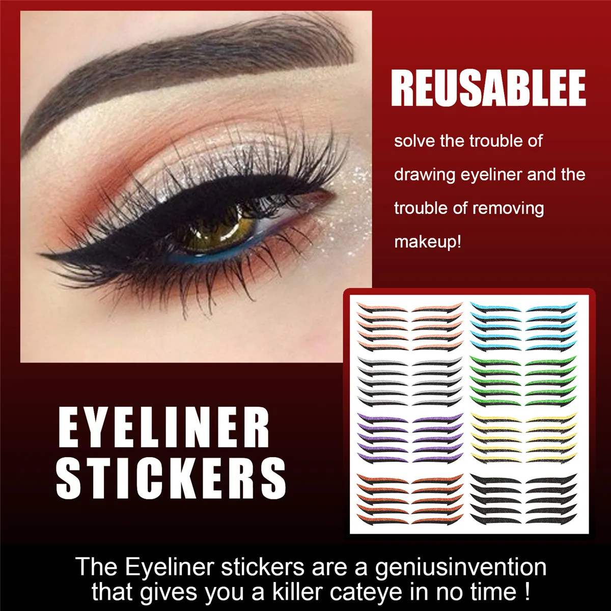 Reusable Eyeliner Stickers Makeup Eyeshadow Face Cat Eye Smokey Cosmetic  Tape - AliExpress