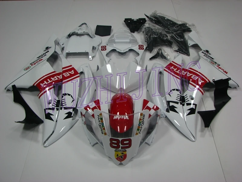 INJECTION mold Пластик Обтекатели YZF600 R6 10 11 набор для всего тела YZF600 R6 2010 белый красный обтекатель abs YZF600 R6 2008 - Цвет: INJECTION mold