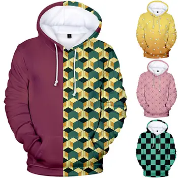

Men Women Autumn Winter Jacket Outwear Anime Demon Slayer Kimetsu No Yaiba Tanjiro Kamado Cosplay Costume Coats Hoody Sweatshirt