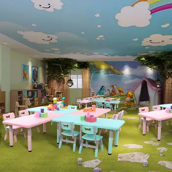 

Kindergarten table and chair set children's multi-function lifting table baby learning toys plastic table game table and