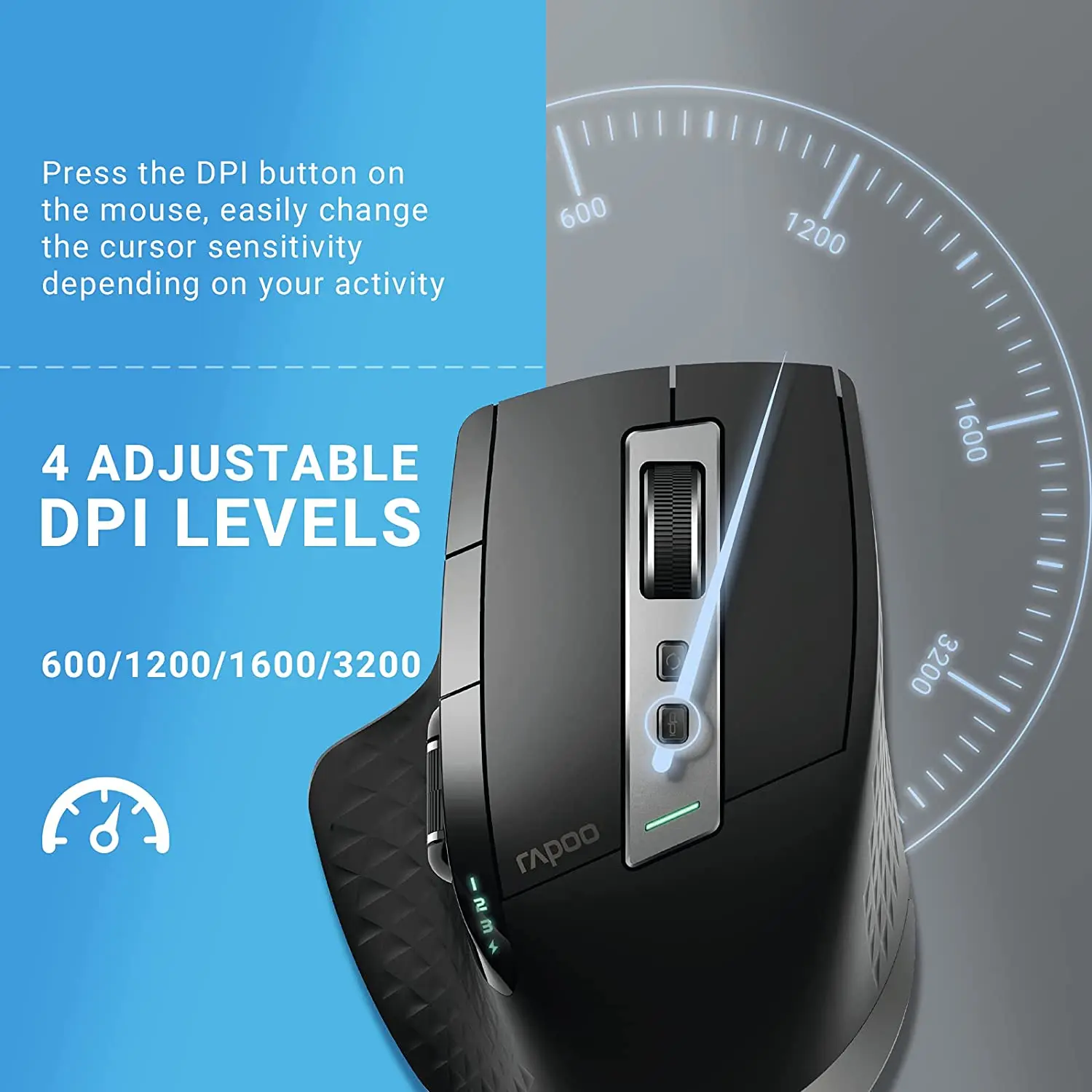 Rapoo MT750S/MT750L Multi-mode Rechargeable Wireless Mouse  3200DPI Ergonomic Bluetooth Mouse Computer Office Mice For Laptop PC