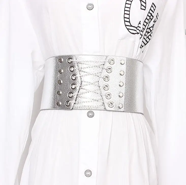 Women's runway fashion diamonds pu leather bandage Cummerbunds female Dress Corsets Waistband Belts decoration wide belt R1915