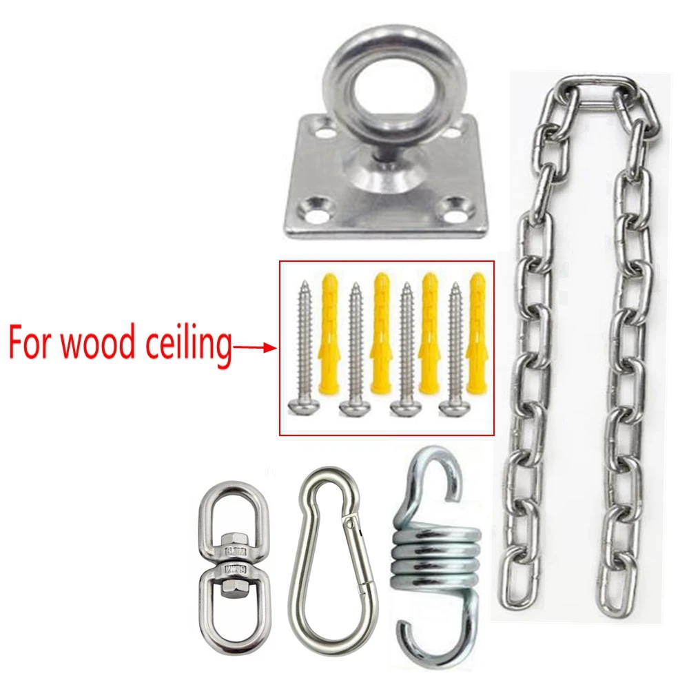 Swing Hanger Kit Stainless Steel Hanging Chair Chain For Sandbag Aerial Yoga Hammock Chair Conneciton Indoor Heavy Duty 