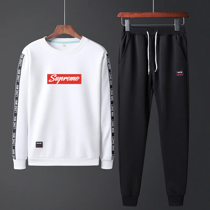 

Hoodie Men's Korean-style Trend Leisure Sports Suit Men'S Wear Students BF Autumn MEN'S T-shirt Two-Piece Set