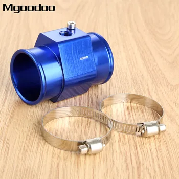 

40mm Universal Auto Car Water Temp Joint Pipe Hose Temperature Sensor Adapter Blue Water Temp Gauge Meter Aluminium With Clamps