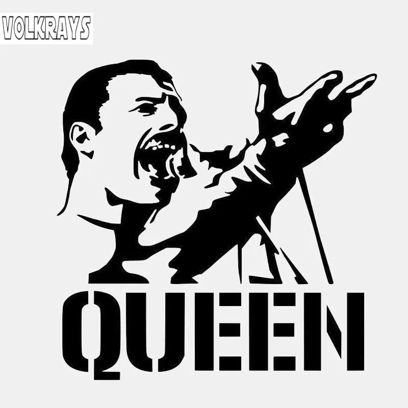 Volkrays Creative Car Sticker Queen American Singer Freddie Mercury Accessories Reflective Vinyl Decal Black/Silver 14cm*14cm | Автомобили