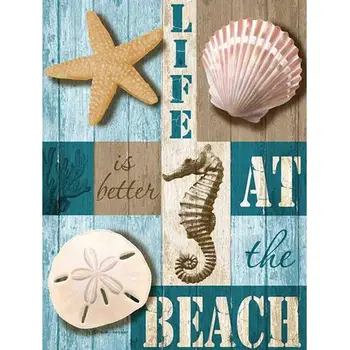 

Full Drill Diamond Painting Embroidery Life At Beach Cross Stitch Mosaic Decorating for Home Decor
