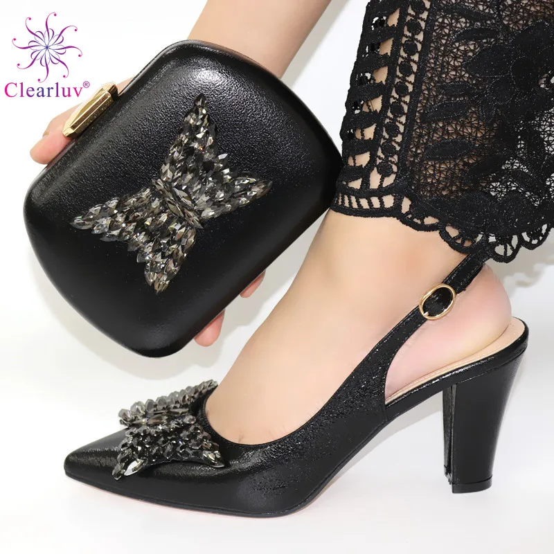 Элегантная стильная синяя африканская обувь с подходящими сумками в комплекте