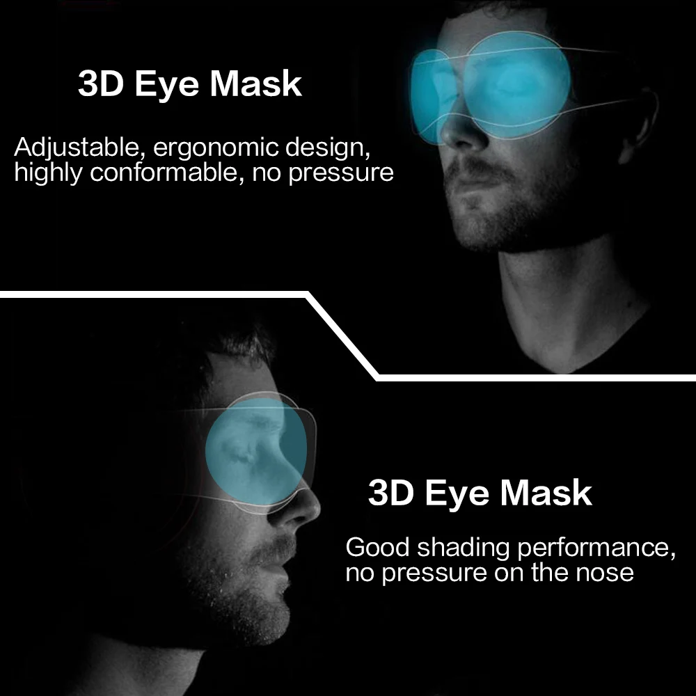 Регулируемая 3D маска для сна с завязанными глазами для мужчин, дышащая маска для отдыха в путешествии, чехлы для глаз, инструменты для ухода за глазами, массажер для расслабления