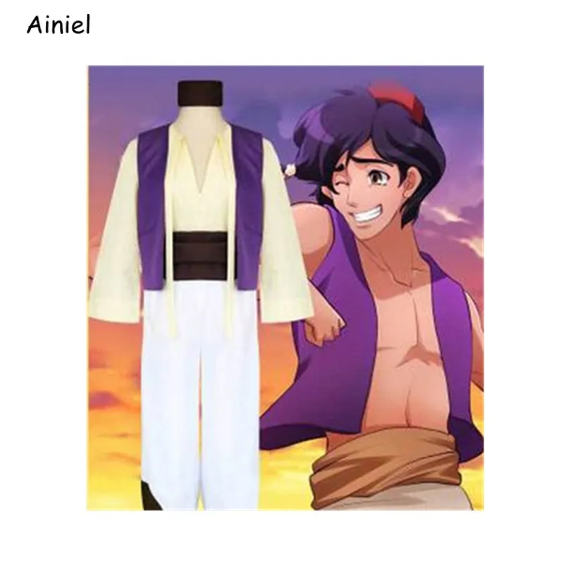 Aladdin костюм Аладдин и волшебная лампа Косплей Костюм Хэллоуин шляпа Топ жилет
