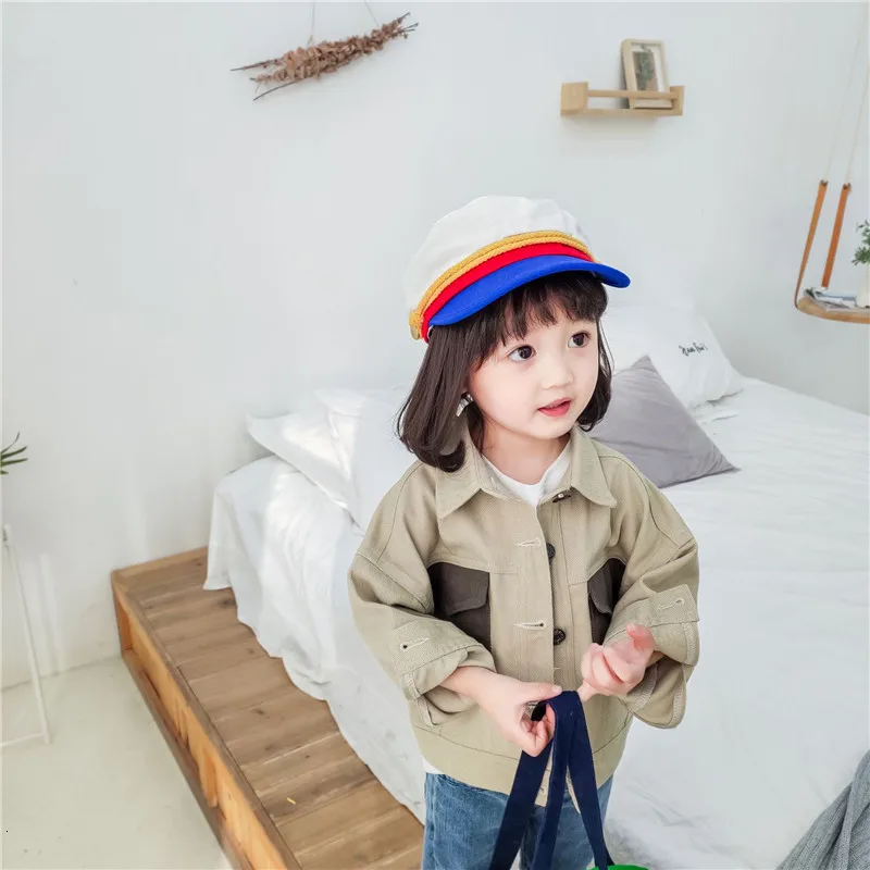 Куртки для маленьких девочек 1, 2, 3, 4, 5, 6 лет, корейское повседневное модное пальто с карманами для девочек, детская одежда, весенне-осенняя верхняя одежда для детей