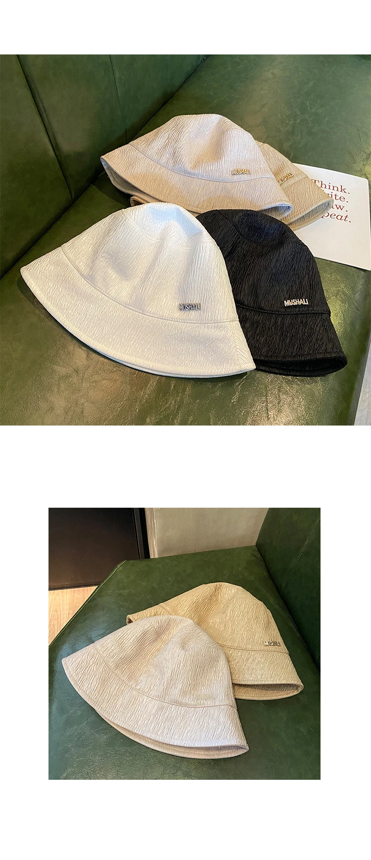 White Letter Fold Fisherman hat Female Summer Small Side Japanese Breathable Casual Simple Sunscreen Thin Bucket Hat Sunbath Hat bucket cap