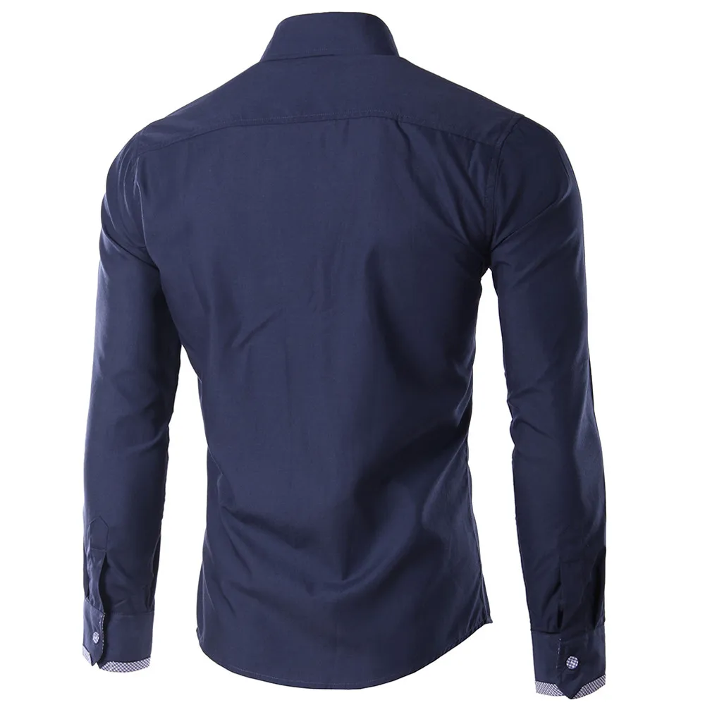 Vogue Camisa Masculina, мужская рубашка, новинка, отложной воротник, рекреационная рубашка с длинным рукавом, модный однотонный топ с длинным рукавом