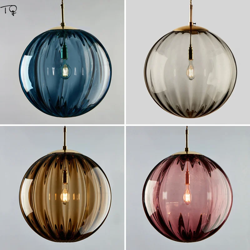 Modern Simple Glass Single Head Hanging Lamp Colorful Creative Individual Designer Pednant Lights Living Room Bedrom Bar Hall