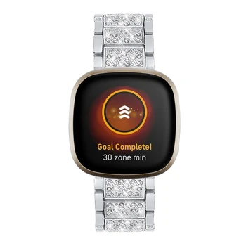 

Diamond Stainless Steel Watch Band Metal Wrist Strap for -Fitbit Sense Versa 3 634A
