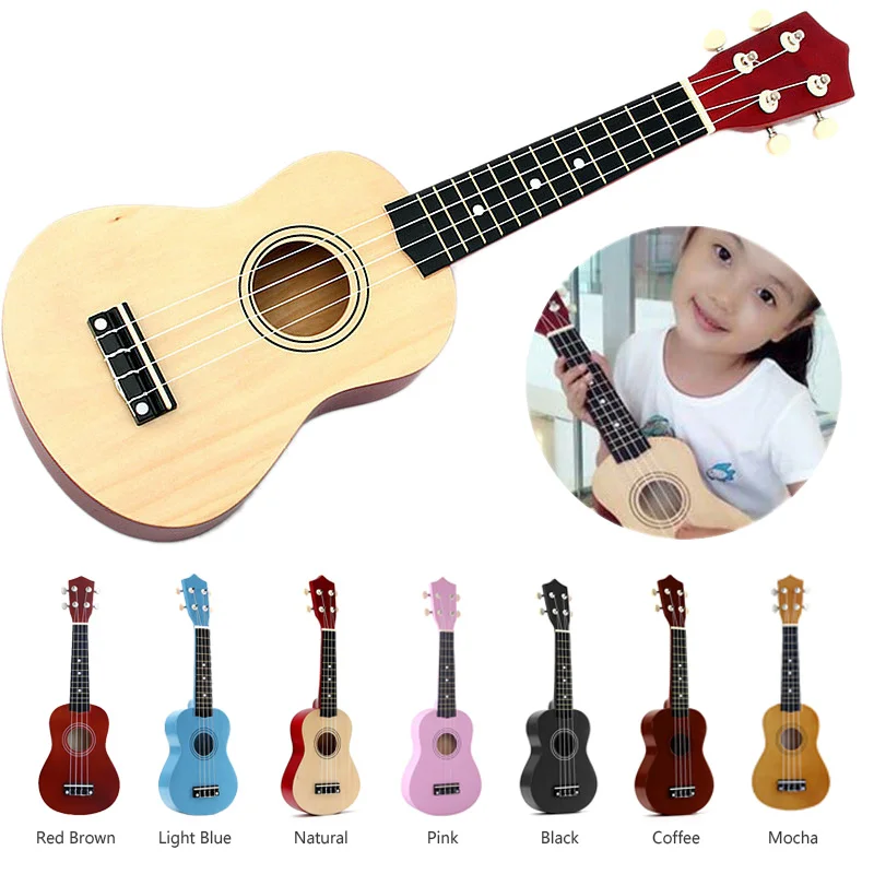 21 inch Soprano Ukulele 4 Strings Hawaiian Guitar Uke+ String+ Pick For Beginners kid Gift(Black
