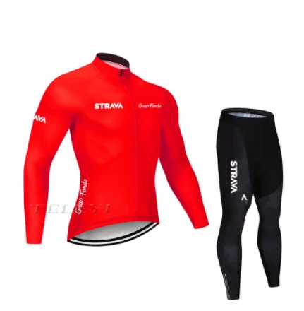 STRAVA road bike team 9D cojin de equitacion traje de primavera y otono camisa de manga larga jersey - Цвет: Long sleeve suit