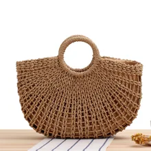 

Simple Hand Carrying Straw Handmade Woven Hollowed Summer Beach Bag