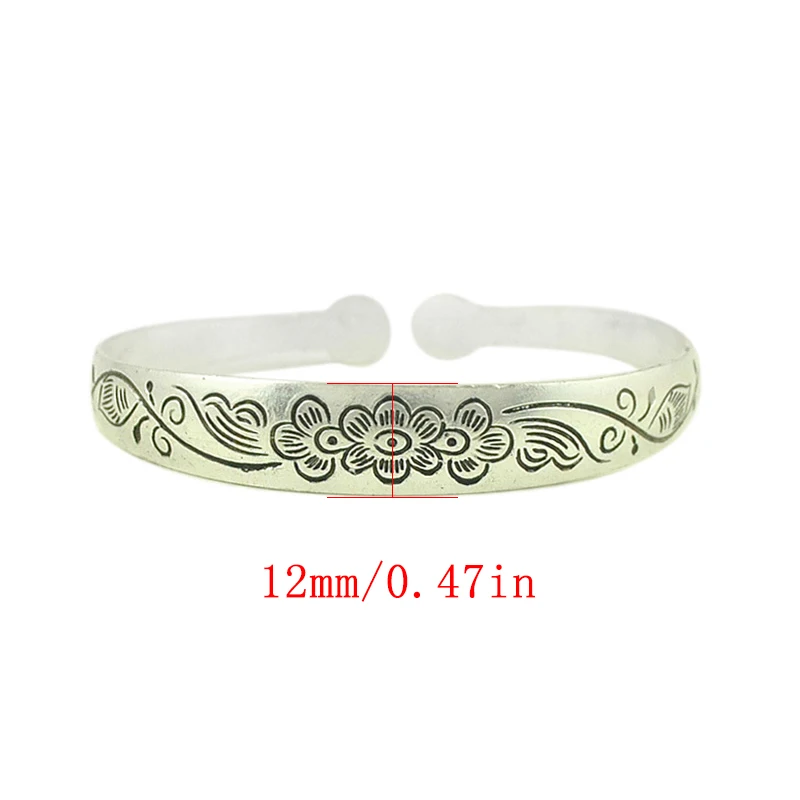 Vintage Cuff Bracelet Tibetan Silver Plated Carved Flower Geometric Animal Opening Bangle Adjustable Indian Jewelry Gift Women bangle bracelet