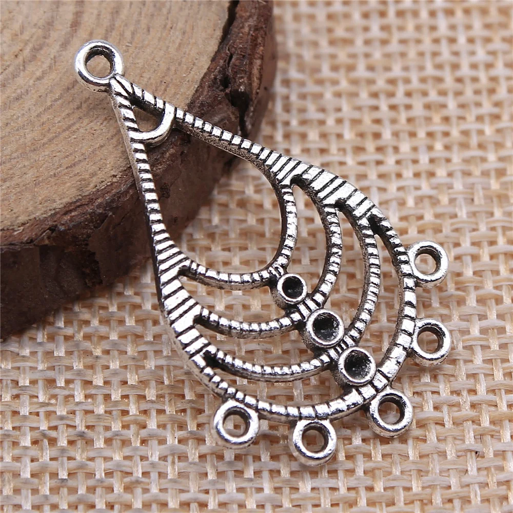 

20pcs 37x23mm Hollow Porous Chandelier Earring Connectors Antique Silver Plated Jewelry Findings Jewelry Components