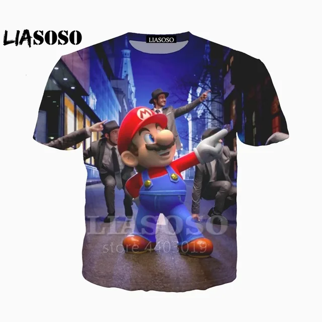 LX 3d принт новая мода аниме мультфильм Super M Bros футболка хип хоп 3D для мужчин/wo