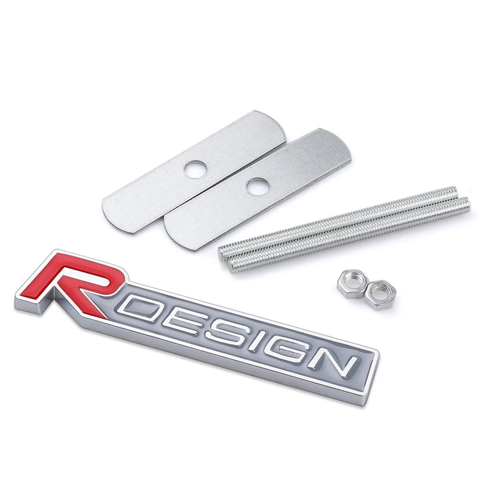 Автомобильный 3D металлический RDESIGN логотип наклейка передняя решетка значок эмблема для Volvo R дизайн XC90 S60 CX60 S80 V40 S40 XC70 V60 XC40 V90 - Название цвета: Red Front Grille