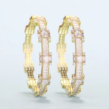 

VERY GIRL New Luxury AAA Cubic Zircon Statement Big Hoop Earrings For Women Wedding DUBAI Bridal Round Circle Hoop Earrings