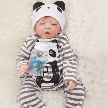 

NPK DOLLS Bebe Reborn 22" Reborn Baby Doll Lifelike Soft Vinyl Silicone Doll Panda Clothes for Children xmas Gifts