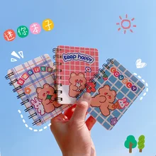 Cahier Portable pour étudiant, dessin animé coréen, ours, lapin, bobine, manuel, Mini Journal planificateur, déchirable