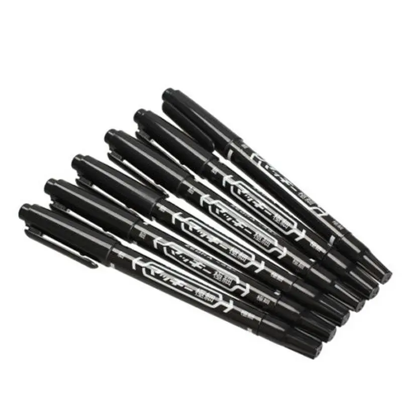 5Pcs Fine Dual Heads Marking Pen Marker Waterproofink Thin Nib Black Liner Art Drawing Stationery Office Supplies | Канцтовары для