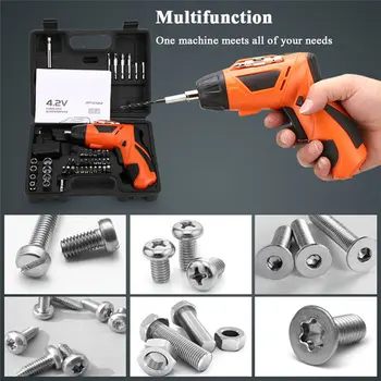 

45pcs USB Electric Screwdriver Household Rechargeable Multifunction Cordless Drill Rotary Power Tools with LED Light