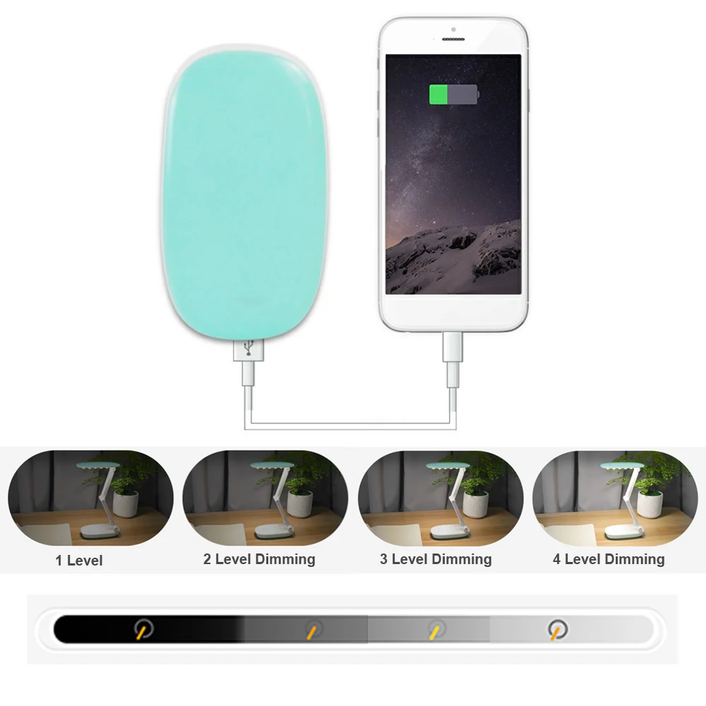  LED Stand Desk Lamp Rechargeable 18650 Battery Portable 5V LED 4 Dim Folding Table Light USB Table  - 32931165654