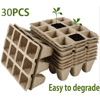 

30Pcs Biodegradable Pulp Paper Planting Pots Garden Nursery Seedlings Seeds Growing Flower Tray