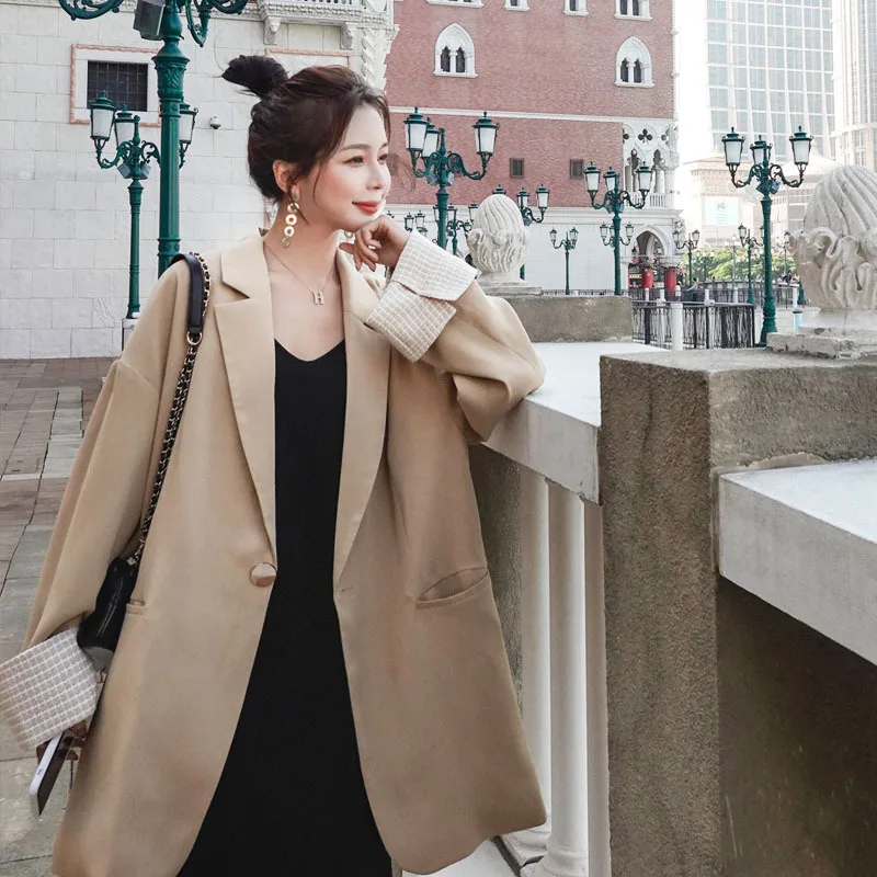 

Photo Shoot 2020 Spring And Autumn New Style Retro Online Celebrity CHIC Korean-style Loose Casual Small Suit Black Coat Women's
