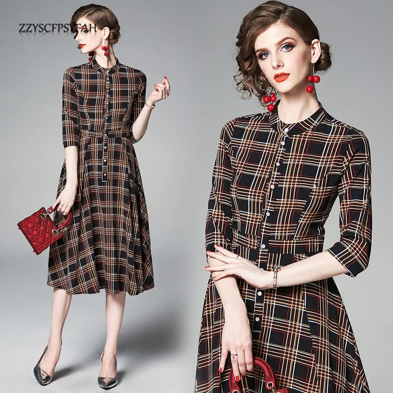 

ZT6239 Photographs of New Geometric Lattice Printed Dresses in Spot Europe Station