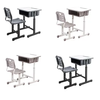 

60 x 45 x (67.5-76)Adjustable Kid Study Desk Students Children Desk and Chairs Set with Pencil Slot suitable