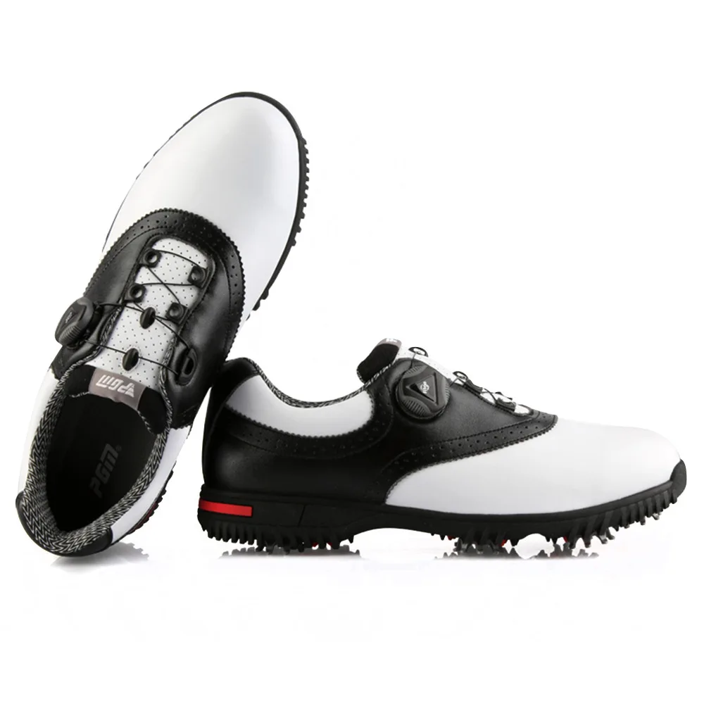 PGM Мужская водонепроницаемая обувь для гольфа, обувь с вращающейся пряжкой, кружевная Нескользящая теннисная обувь, кожаные дышащие кроссовки D0843